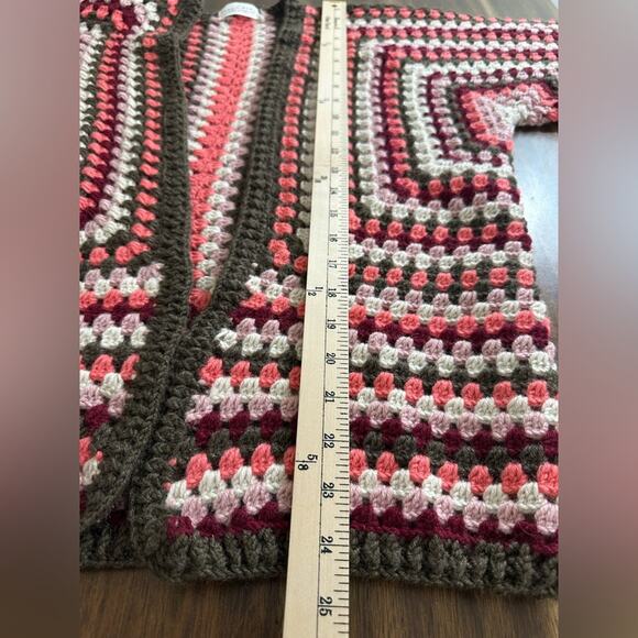 Sems Eyes Crocheted Hand Crafted Cardigan Size Measurements Pictures Bohemian - Picture 3 of 6
